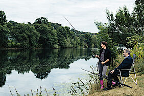 Andreas Hucke and Nadine Kohl fishing at the Ruhr