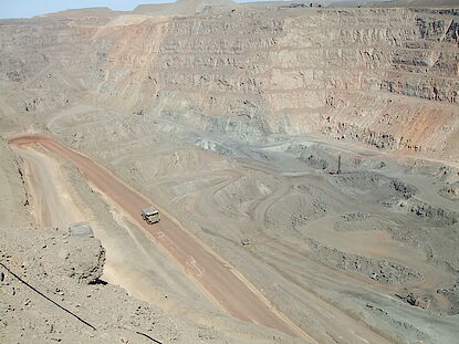 Open pit truck haulage in South America Open pit truck haulage in South America
