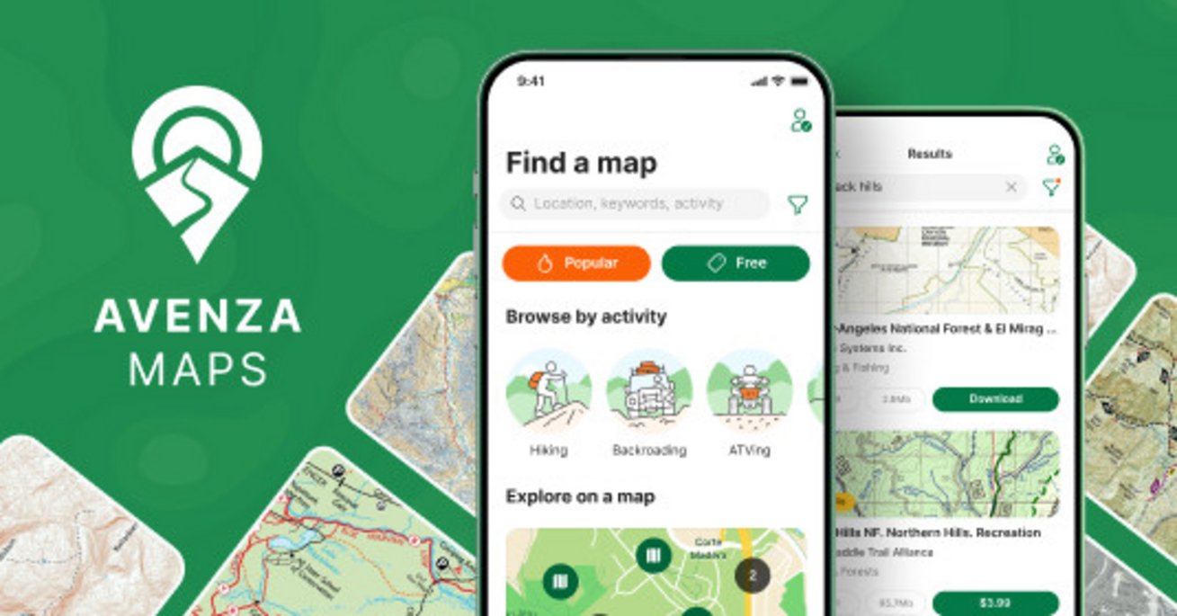 Avenza Maps aberto no telefone celular