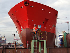 As-Built-Aufnahme eines Schiffsrumpfes zur Linienrisskontrolle