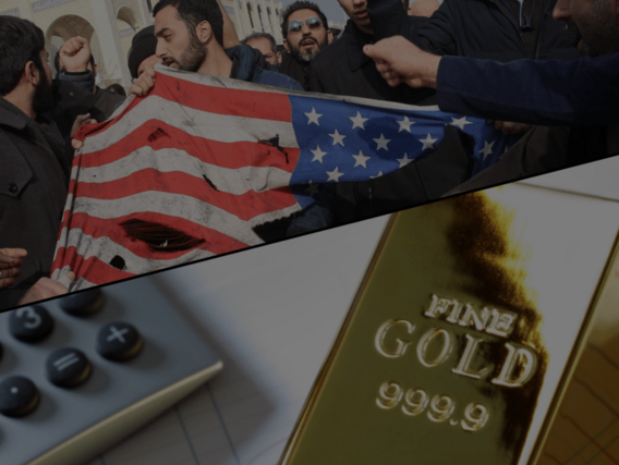 Ouro e a bandeira americana imagem em duas partes: bandeira americana e ouro