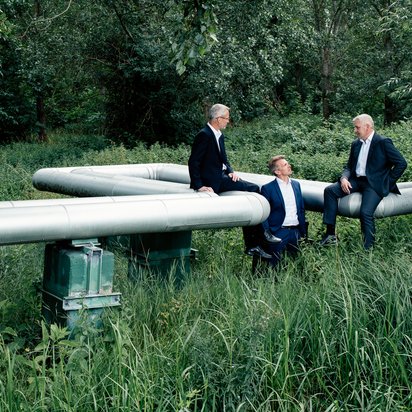 Dr. Frank Sowa, Geschäftsfeldleiter Industrial Engineering, Dr. Andreas Ziolek, Geschäftsführer, EE Energy Engineers und Dr. Maik Tiedemann, CEO, DMT GROUP