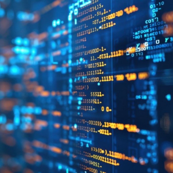 Image Of Computer Code On Blue Background