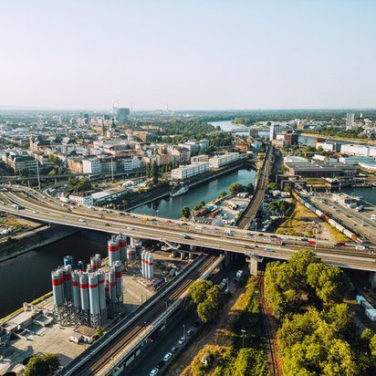 Kritische Infrastrukturen | Stadt Mannheim Symbolbild für Kritische Infrastrukturen: Luftbild der Stadt Mannheim