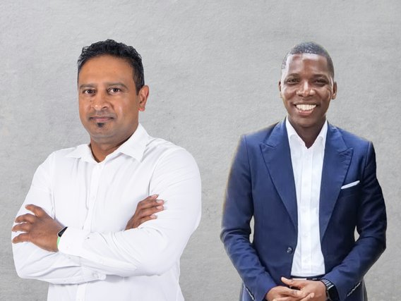 Sodhie Naicker und Severino Chiwale Sodhie Naicker, Geschäftsführer von DMT Kai Batla, und Severino Chiwale, Geschäftsführer von B Chiwale