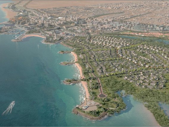 Jazan City Hafenerschließung Rendering der Hafenerschließung in Jazan City, Luftbild