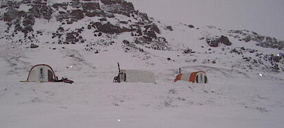 Field camp for geophysical ground survey, Canada