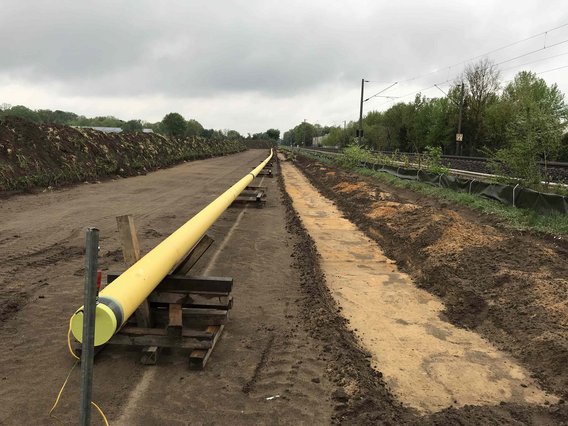 H2-Leitung Voerde-Walsum Foto vom Verlegen einer H2-Leitung in Voerde-Walsum