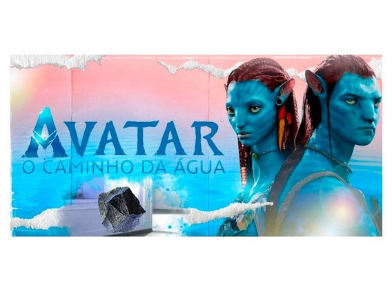 Pôster do filme Avatar Neytiri e Jake Sully com as letras de Avatar