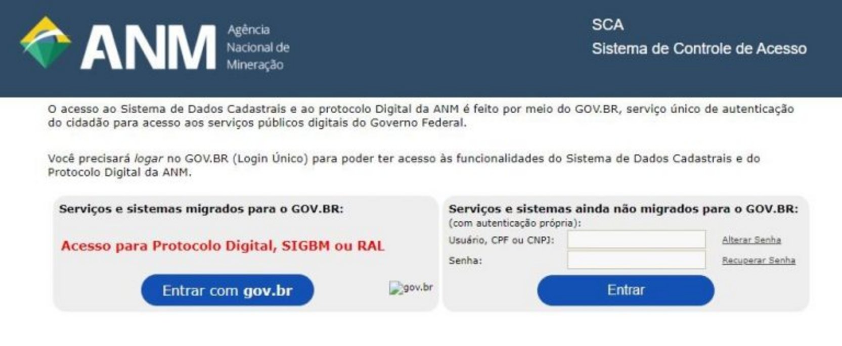 Print da Tela Inicial do sistema Ral Web Screenshot of the Ral Web system's home screen