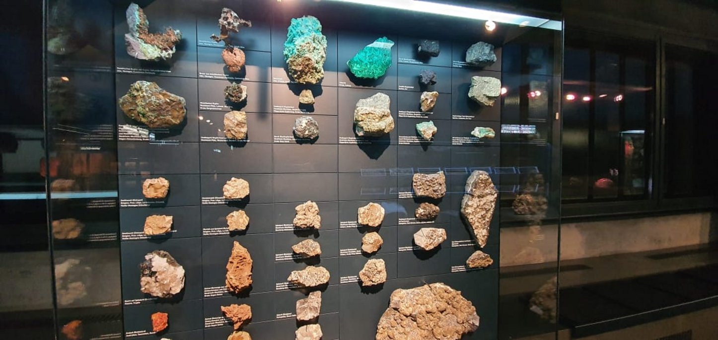 Geological specimens on display at the Ruhr Museum