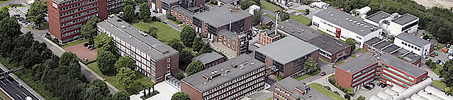 Luftbild des Campus der DMT Gruppe am STandort Essen, Deutschland