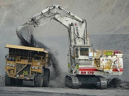 Digger in open pit mining