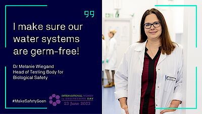 Dr. Wiegand, Leiterin Prüfstelle für biologische Sicherheit DMT Gruppe Dr. Wiegand, Leiterin Prüfstelle für biologische Sicherheit DMT Gruppe